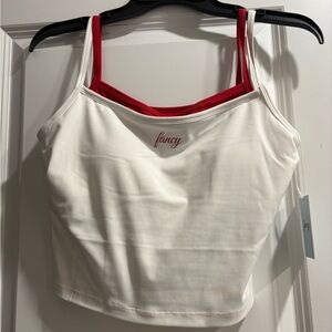 Fancy Women's White and Red Tank Top